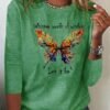 Butterfly Long sleeve Loose Casual T-Shirt
