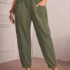 Women's Cotton Linen Capris Elastic Waist Casual Pants