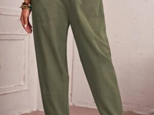 Women's Cotton Linen Capris Elastic Waist Casual Pants