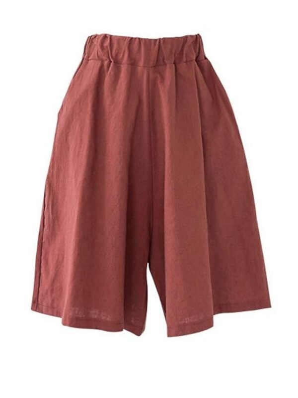 Women's Wide Leg Shorts Burmuda Shorts Linen Black Red Navy Blue Fashion Casual Daily Side Pockets Wide Leg Knee Length Comfort Solid Color M L XL 2XL 3XL