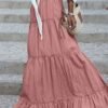 Women's Skirt Swing Maxi Cotton Blend Black Pink khaki Skirts Ruffle Fashion Casual Daily S M L
