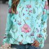Floral Crew Neck Long Sleeves Sweatshirts