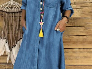 Casual Lapel Solid Denim Dress