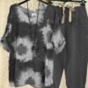 Cotton And Linen Printed Causal Two Piece Set