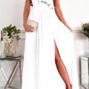 Casual Lake Weekend Party Ruffle One Shoulder Maxi Dress