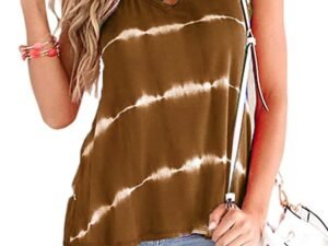 Women Sleeveless Scoop Neck Striped Top