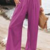 Casual Elastic Waist Cotton And Linen Wide Leg Trousers