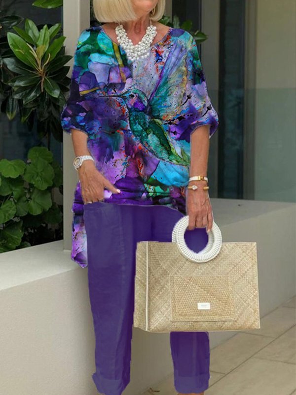 Animal Print Top And Trousers Suit