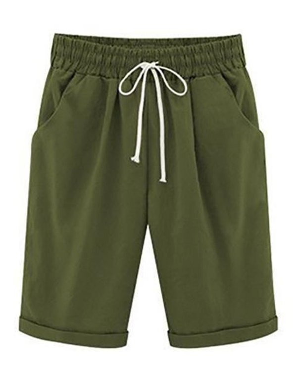 Plus Size Casual Shorts With Pockets for Holiday