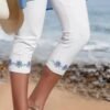 Women's Pants Trousers Leggings Capri shorts Green Purple Red Mid Waist Fashion Leisure Sports Weekend Print Stretchy Calf-Length Comfort Flower / Floral S M L XL XXL / Slim