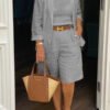 Casual Long Sleeve Coat And Shorts Two-Piece Set