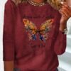 Butterfly Long sleeve Loose Casual T-Shirt