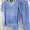 Casual Style Solid Color V Neck Two Piece Suit