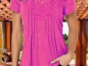 Women Short Sleeve U-neck Lace Top
