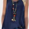 Casual Crew Neck Solid Color Sleeveless Tank Top