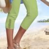 Plain color patterned elastic waist lace high elastic pants Capri Leggings