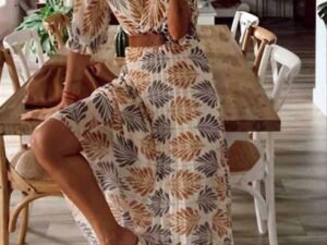 V-Neck Printed Maxi Dress