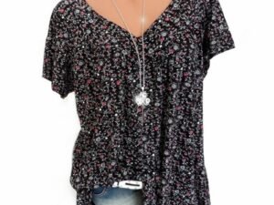 Summer V-neck Loose Short Sleeve Casual Women's T-shirt