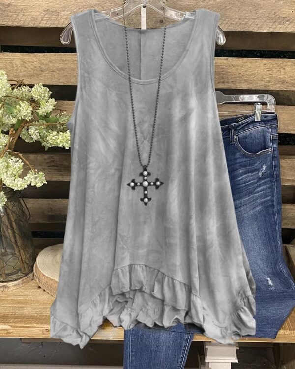 Women's Tie-Dye Casual Ruffled Tank