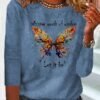 Butterfly Long sleeve Loose Casual T-Shirt