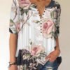 ecd84bbd75b72ddb445309b6f1d05ac2.jpg Women Half Sleeve V-neck Floral Printed Button Tops