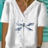 Women's T shirt Tee Yellow Red Blue Floral Print Short Sleeve Holiday Weekend Basic V Neck Regular Floral Painting S