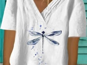 Women's T shirt Tee Yellow Red Blue Floral Print Short Sleeve Holiday Weekend Basic V Neck Regular Floral Painting S