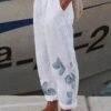 Women's Linen Pants Capri shorts Cotton And Linen White Pink Red Mid Waist Streetwear Casual Comfort Vacation Casual Daily Weekend Pocket Print Micro-elastic Long Comfort Floral S M L XL 2XL