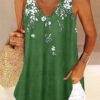 Women's Sleeveless V Neck Floral Printed Top