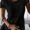 Women's Fashion Lace Short Sleeve Top