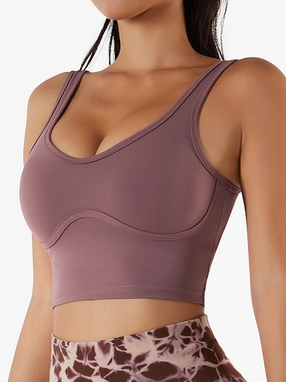 Nude sexy sports underwear shockproof push up yoga bra