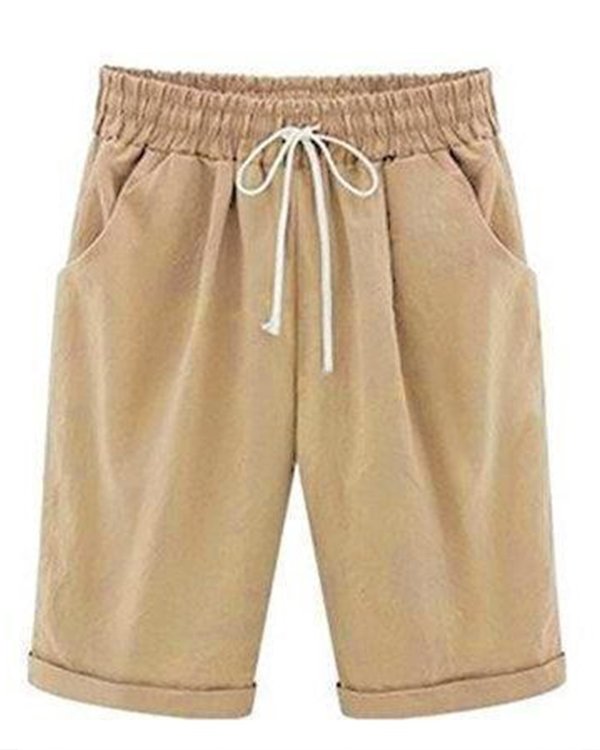 Plus Size Casual Shorts With Pockets for Holiday