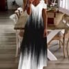 Casual Sling Print Long Dress Black