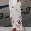 Women's Linen Pants Capri shorts Cotton And Linen White Pink Red Mid Waist Streetwear Casual Comfort Vacation Casual Daily Weekend Pocket Print Micro-elastic Long Comfort Floral S M L XL 2XL