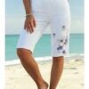 Women's Shorts White Fashion Casual Weekend Knee Length Comfort Floral S M L XL XXL