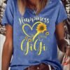 Women's T shirt Tee Black Pink Blue Leopard Heart Print Short Sleeve Holiday Weekend Basic Round Neck Regular Floral Painting S