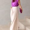 Sleeveless Top Solid Color Pants Set