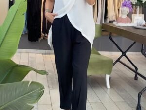 Black And White Contrast Irregular Casual Suit