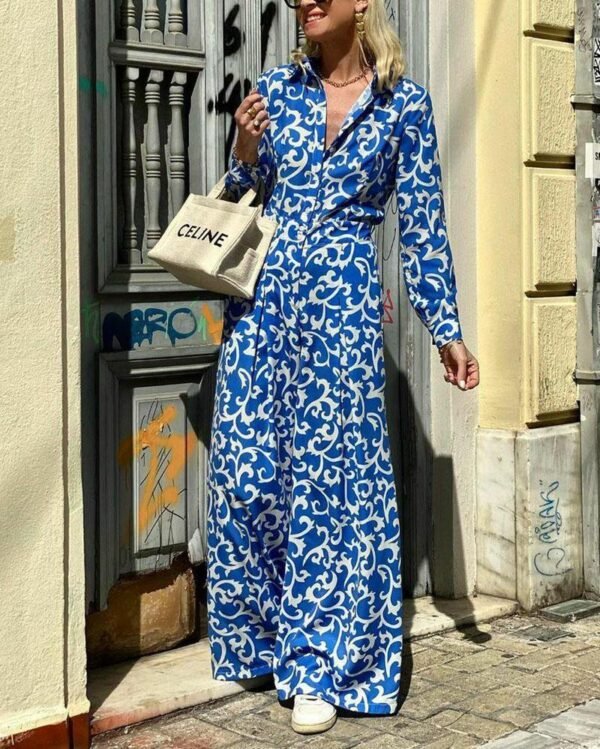 Trendy long sleeve printed jumpsuit