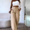 Long Sleeve Shoulder Jacket Straight Pants Set