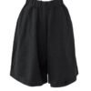 Women's Wide Leg Shorts Burmuda Shorts Linen Black Red Navy Blue Fashion Casual Daily Side Pockets Wide Leg Knee Length Comfort Solid Color M L XL 2XL 3XL