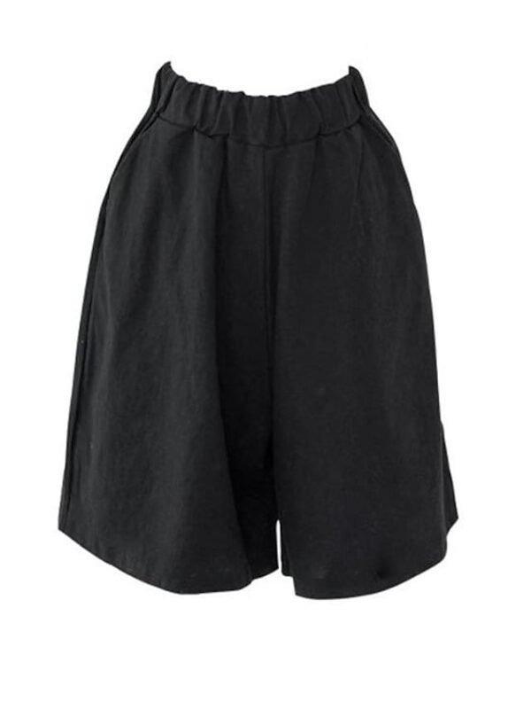 Women's Wide Leg Shorts Burmuda Shorts Linen Black Red Navy Blue Fashion Casual Daily Side Pockets Wide Leg Knee Length Comfort Solid Color M L XL 2XL 3XL