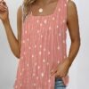 Women's Tank Top Red Blue Green Polka Dot Striped Print Sleeveless Daily Weekend Basic Square Neck Regular Painting