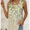 Women's Tank Top Pink Blue Purple Floral Sequins Sleeveless Casual Holiday Basic Square Neck Regular Floral S