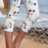 Women's Pants Trousers Leggings Capri shorts Green Purple Red Mid Waist Fashion Leisure Sports Weekend Print Stretchy Calf-Length Comfort Flower / Floral S M L XL XXL / Slim