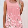 Women's Tank Top Black White Pink Floral Print Sleeveless Casual Holiday Basic Round Neck Regular Floral S