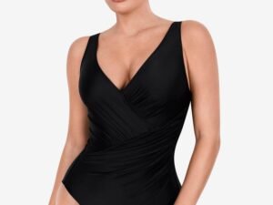 Deep-V Neck One-Piece Shapewear Swimsuit