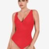 Deep-V Neck One-Piece Shapewear Swimsuit