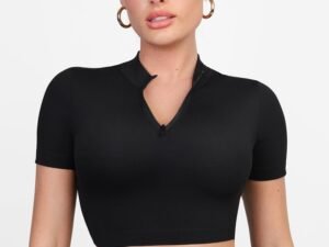 Pet Hair Resistant Short Sleeve Activewear Crop Top