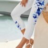 Women's Leggings Capri shorts Black White Yellow Casual / Sporty Athleisure Weekend Yoga Print High Elasticity Calf-Length Tummy Control Butterfly S M L XL 2XL